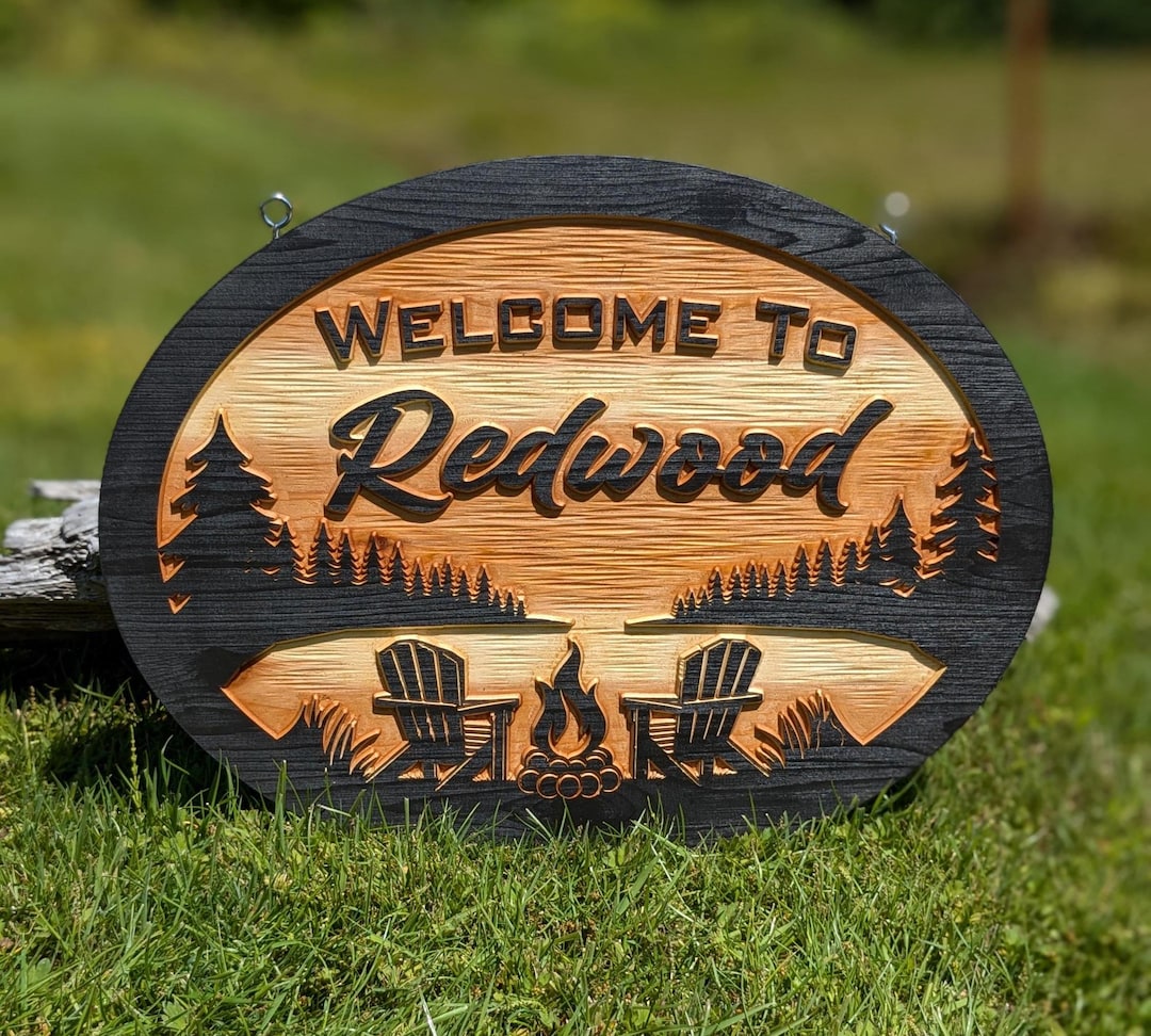 Rustic Personalized Wood Sign - 3D Carved Design - Cabin or Lake House ...