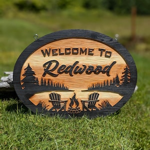 Exterior Outdoor Double sided or Single sided Carved wood address sign.