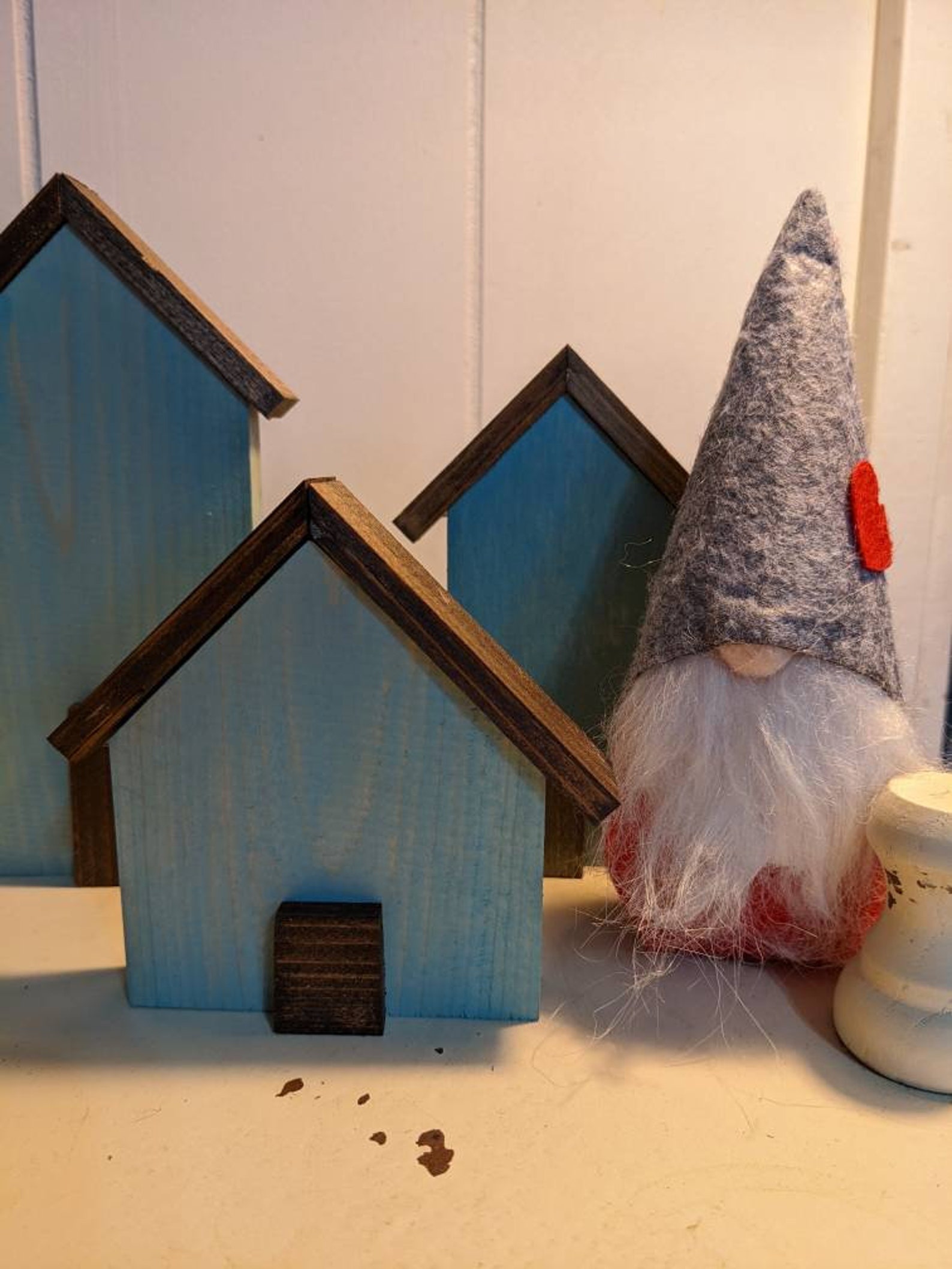 Miniature Wood Block Houses 10 Pieces Fall Diy Tiered Tray Etsy