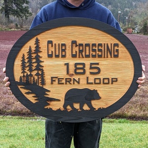 Double sided or Single sided Carved wood address sign, Exterior Family name sign engraved, famhouse sign exterior sign outdoor wood sign
