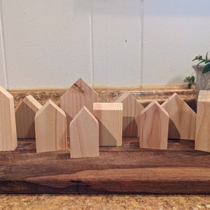 25 wood houses. Salt box houses Farmhouse decor tier trays wood blocks miniature houses diy village country decor shabby chic minimalist