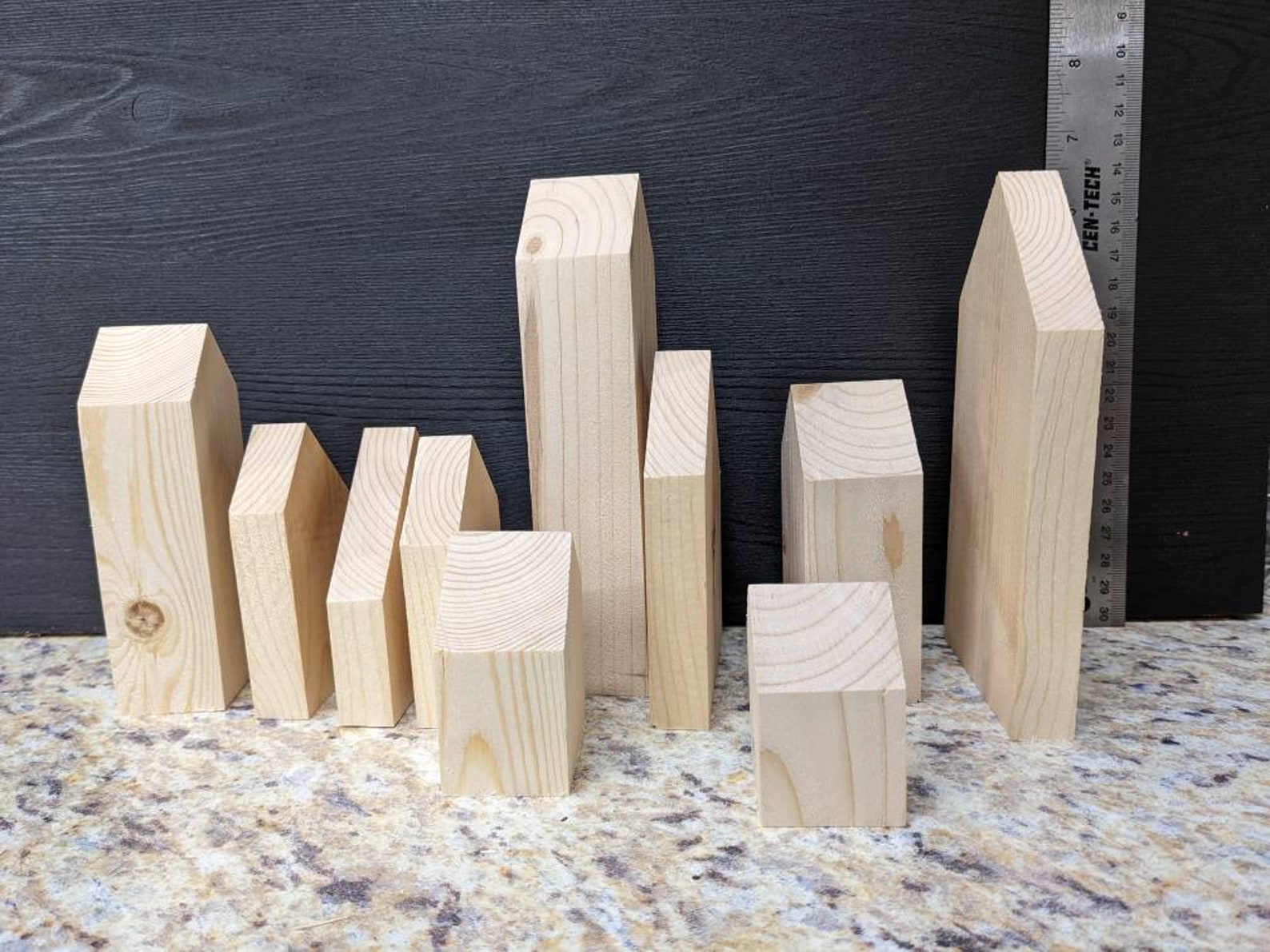 Miniature Wood Block Houses 10 Pieces Fall Diy Tiered Tray Etsy