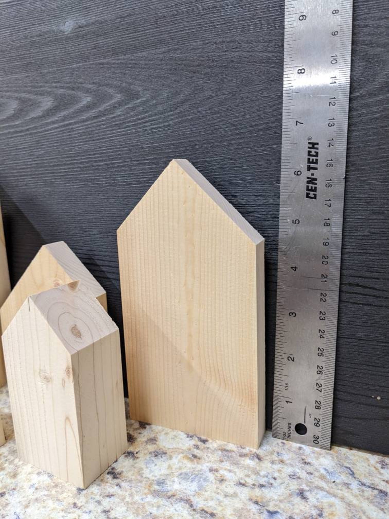 Miniature Wood Block Houses 10 Pieces Fall Diy Tiered Tray Etsy