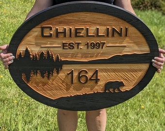 Double sided or Single sided Carved wood address sign