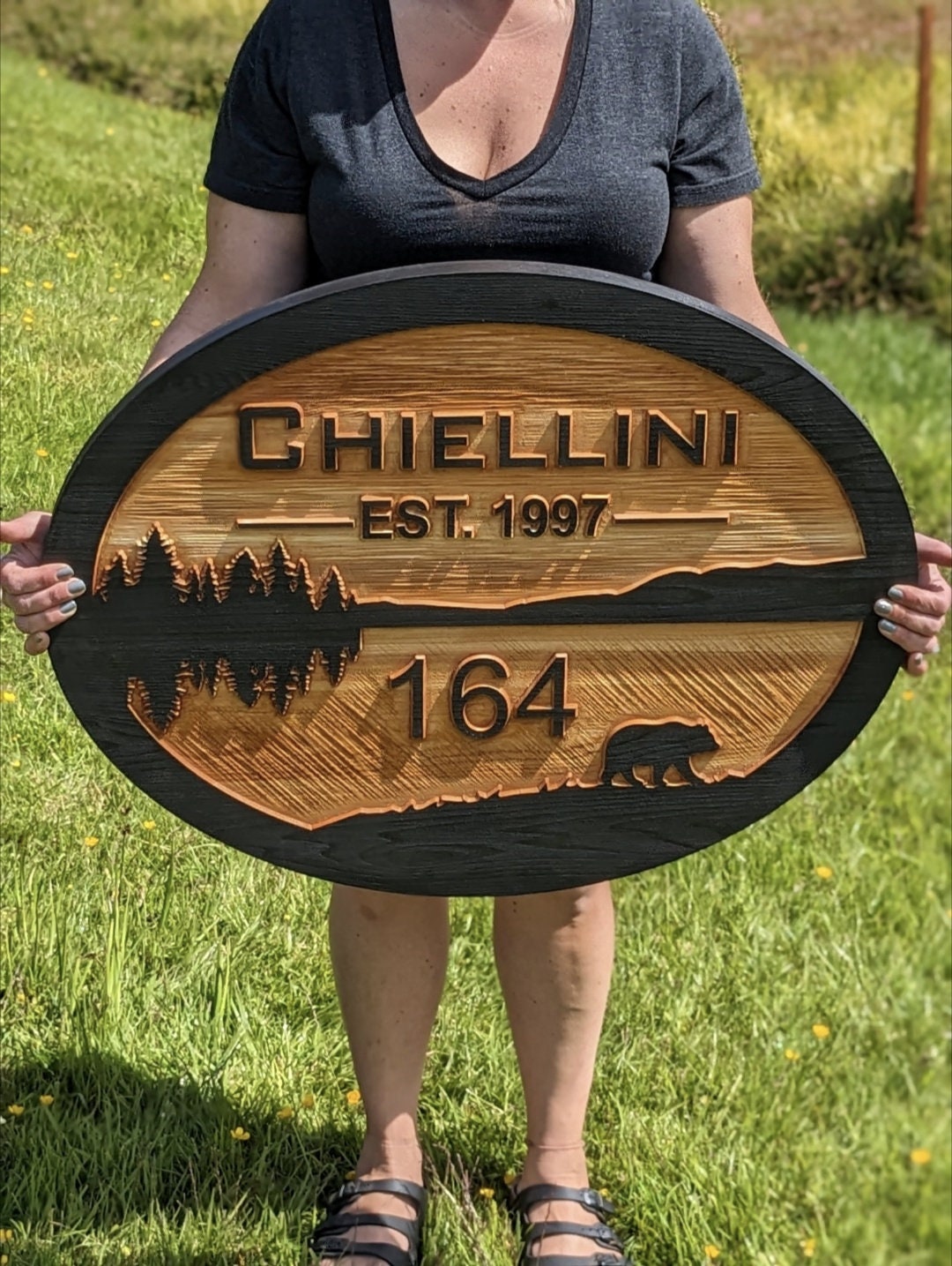 Double sided or Single sided Carved wood address sign