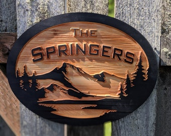 Custom personalized carved name outdoor wood sign