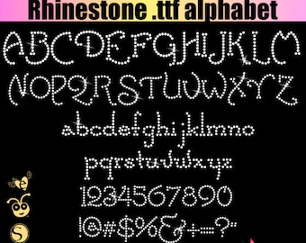 Rhinestone fonts, rhinestone alphabet, ttf, for cricut and silhouette basic, rhinestone template