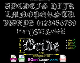 Old English alphabet rhinestone svg, EPS, for cricut and silhouette basic, rhinestone template