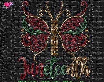 Download Juneteenth Free-Ish Butterfly Rhinestone bling cut file download, DXF, svg, eps, for cricut and silhouette, template
