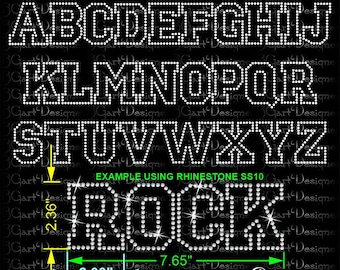 Alfabeto de contorno Rhinestone, letras, ttf, para cricut y silueta básica, fuente de plantilla de pedrería