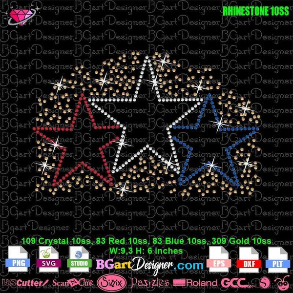 Download American Stars rhinestone svg, memorial day star bling for use with cricut, USA Independence silhouette cut file memorial day