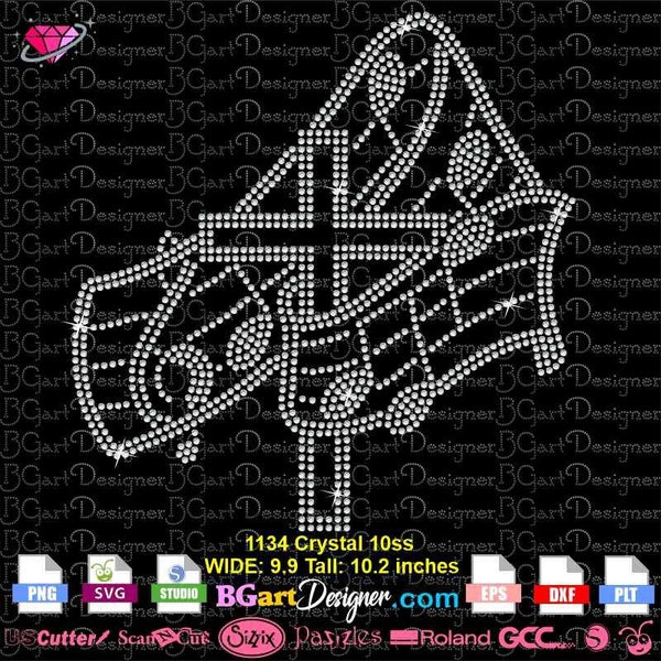Download music note cross SVG eps plt digital rhinestone template, cricut silhouette, diy transfer iron on for t-shirt, musical notes treble