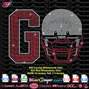 Plantilla de diamantes de imitación de fútbol, GO, SVG, EPS, citas, para Cricut y Silhouette