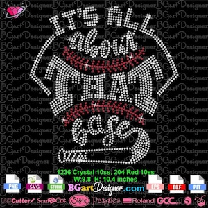 Descargar Todo se trata de la base Rhinestone svg, eps, citas, para cricut y silueta, plantilla de diamantes de imitación digitales de béisbol