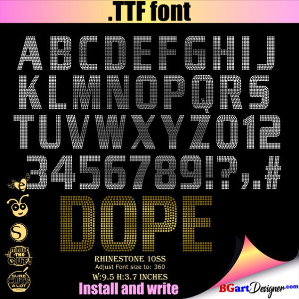 Modern Alphabet Rhinestone, letters, ttf, for cricut and silhouette basic, rhinestone template font