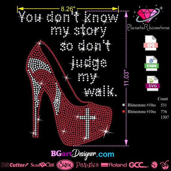 High Heel Faith Bling Rhinestone Svg Eps Quotes For Cricut Etsy