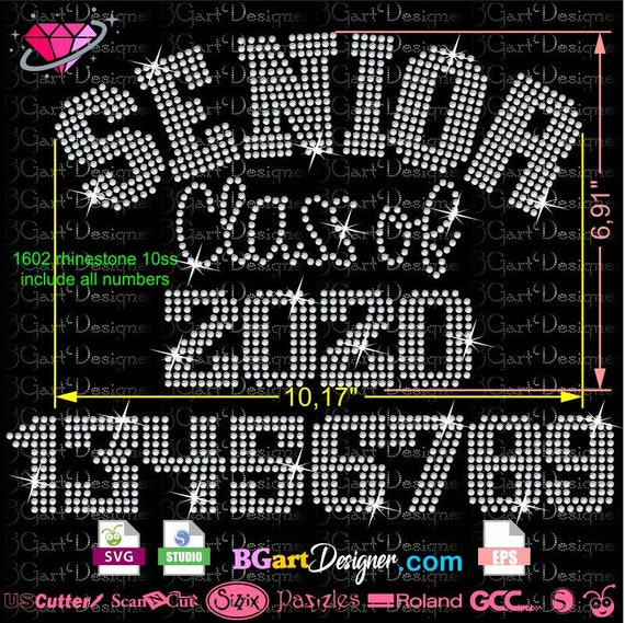 Download Free Senior Class Of 2020 Rhinestone Template Svg Eps Silhouette Etsy SVG Cut Files