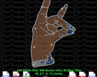 Download SVG digital rhinestone template hand sign sisters, black is dope silhouette bling cricut sparkle DIY iron on transfer embellishment