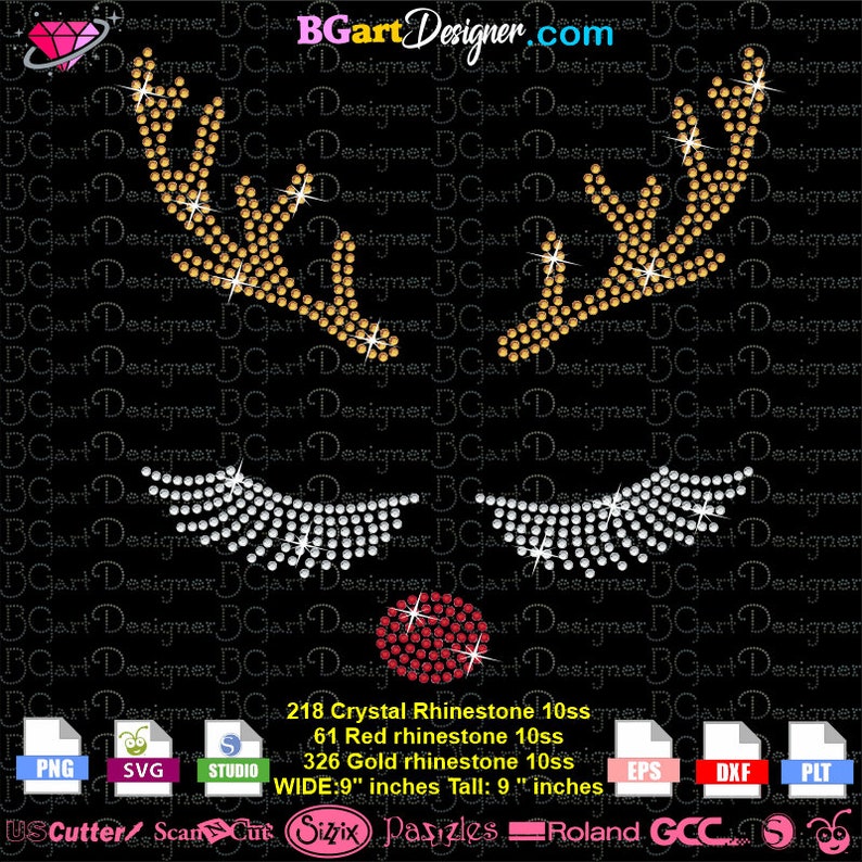Download Download Reindeer face Christmas Rhinestone svg, cricut ...