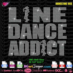 Linedance-missbrukare Strassmall SVG, Linedance Strass Design, Western Cowgirl Skjorta Design, Cricut Silhouette Strass PLT