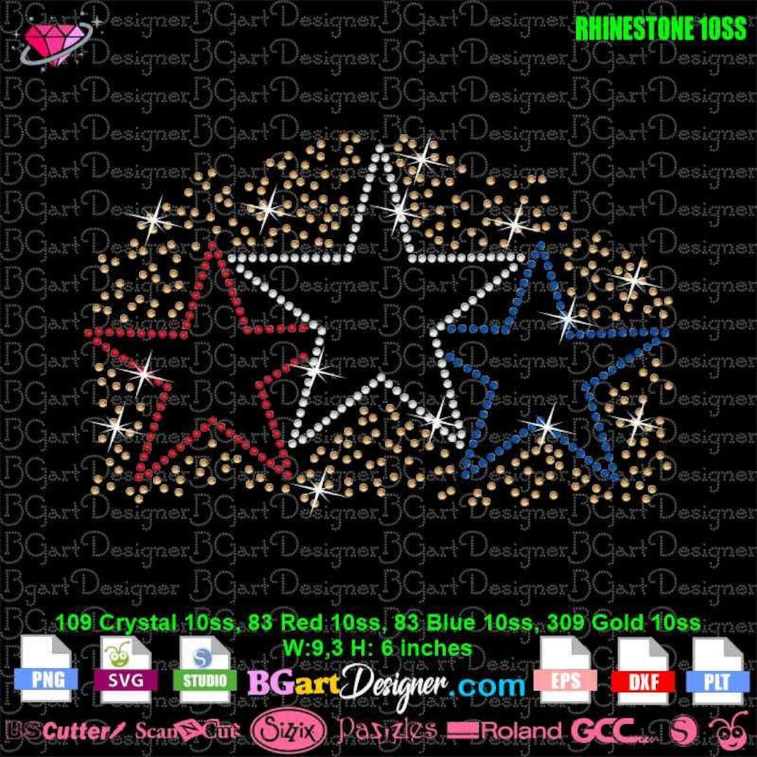 Download American Stars Rhinestone Svg, Memorial Day Star Bling for Use ...