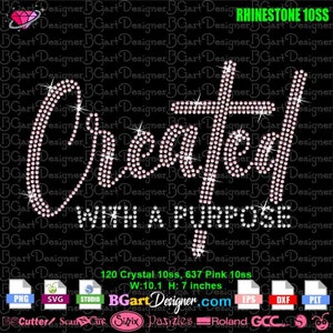 Created with a Purpose Download SVG digital rhinestone template, bible verse silhouette bling cricut, DIY iron on transfer embellishment