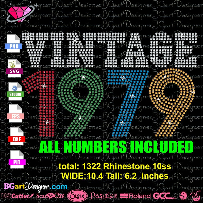 Download 40 th Birthday vintage rhinestone SVG included all numbers | Etsy