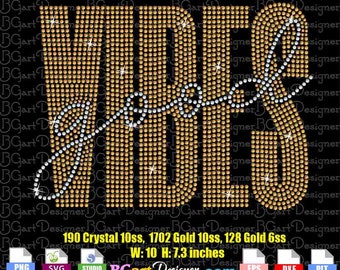 Download SVG digital rhinestone template Good Vibes, silhouette bling cricut, sparkle DIY iron on transfer embellishment