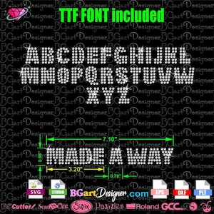 Small double row Alphabet Rhinestone, letters, ttf, svg eps dxf plt for cricut silhouette etc, rhinestone template font