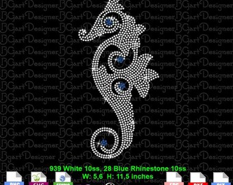 Download swirly seahorse SVG digital rhinestone template, mandala tribal silhouette bling cricut, DIY iron on transfer for t-shirt