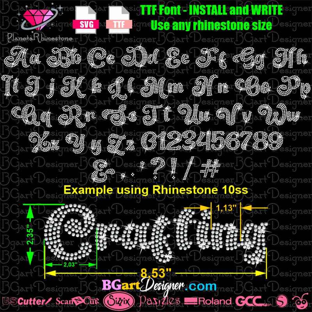 Retro Charm Vintage Installable Font for Rhinestone Templates & Custom ...