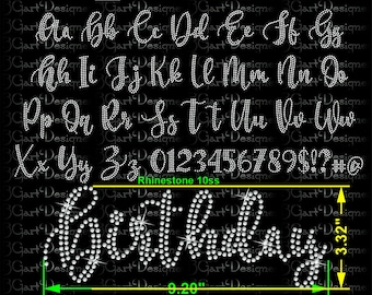 Fuentes Fancy/Script Alfabeto diamante de imitación, letras, ttf, para cricut y silueta básica, fuente de plantilla de diamantes de imitación