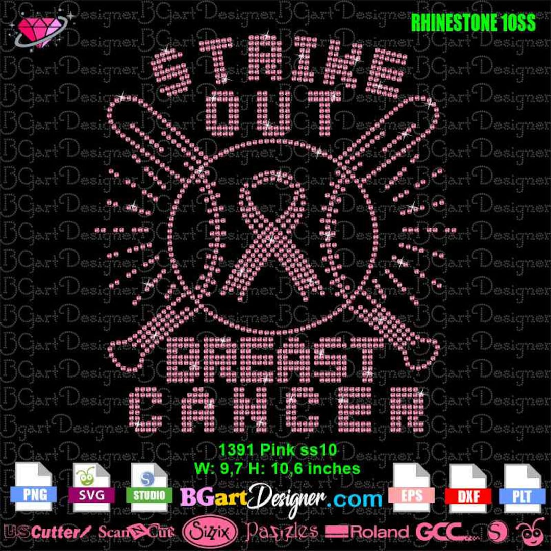 Download Digital Rhinestone Template Strike Out Breast Cancer Pink ...