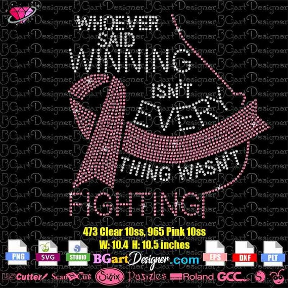 Breast cancer pink ribbon rhinestone svg template, instant download, cancer quote rhinestone svg, cricut, silhouette cameo, gcc, bling, svg