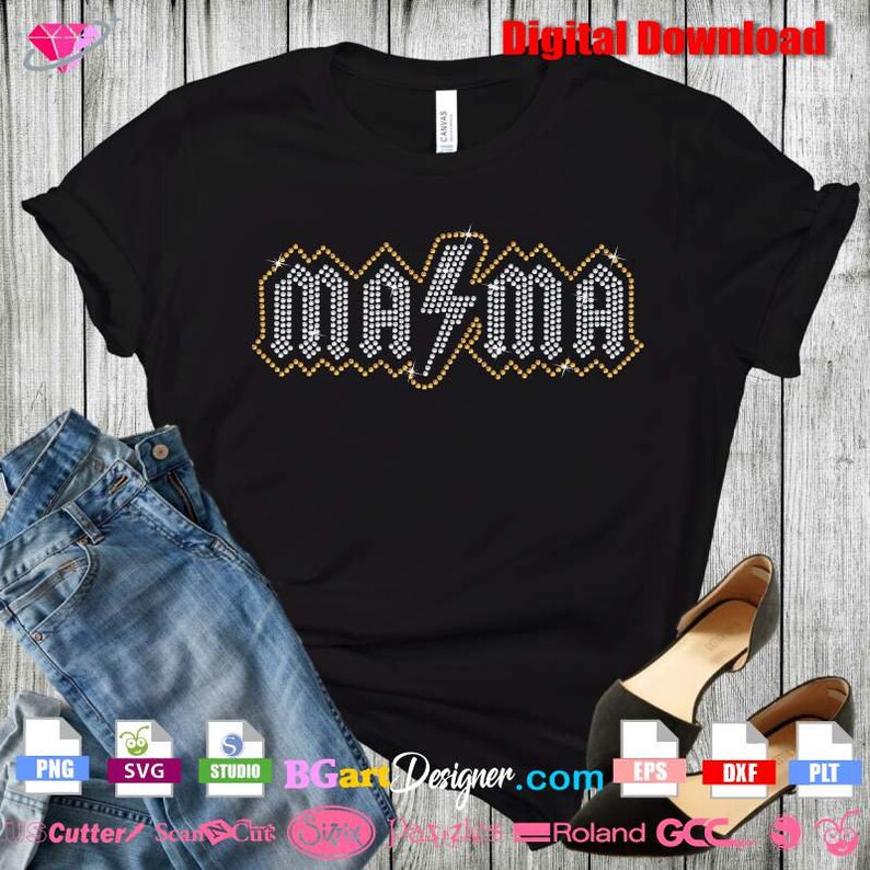 Download Mama ACDC SVG Eps Plt Digital Rhinestone Template - Etsy