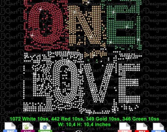 Download One Love Rasta Reggae Rhinestone svg, eps, love Jamaica, for cricut, silhouette, rhinestone template