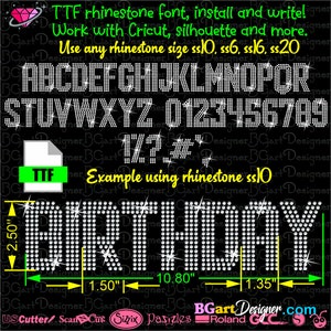 BGART8 Fonts Alphabet Rhinestone, bling letters, ttf, for cricut and silhouette basic, rhinestone template font