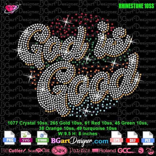 Téléchargez le modèle numérique en strass SVG Dieu est bon, silhouette groovy vintage bling cricut, fer DIY scintillant sur embellissement de transfert