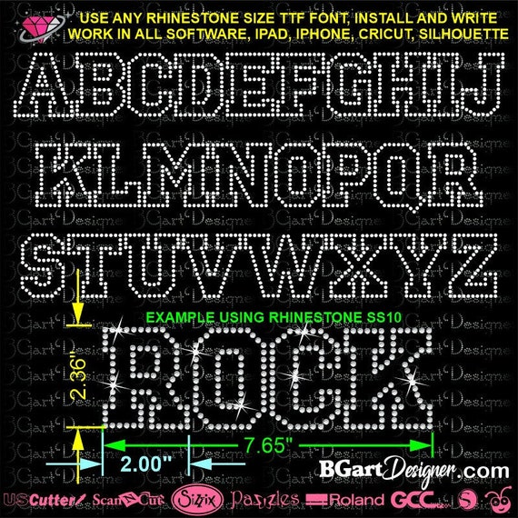 Letras Rhinestone Rhinestone Fonts Rhinestone Single Line 1 Inch Font SVG
