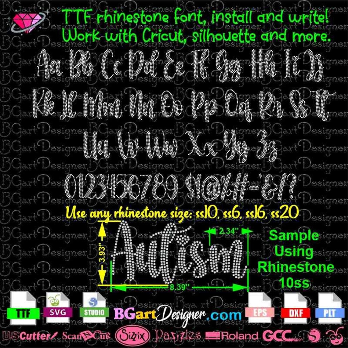 Bgartscript8 Lovely Fancy Script Fonts Alphabet Rhinestone, Letters ...