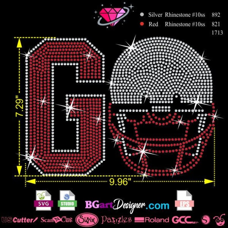 Download Football rhinestone template GO svg eps quotes for cricut ...