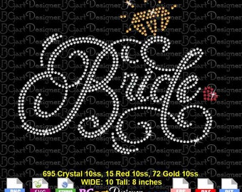 Instant download Bride Diamond Heart rhinestone 10ss template svg, silhouette cricut vector cut files,  diy transfer, bride groom