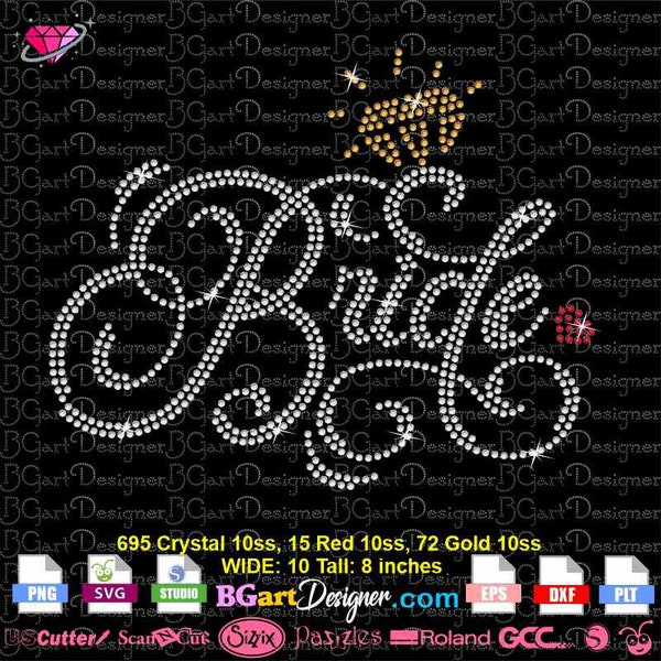 Instant download Bride Diamond Heart rhinestone 10ss template svg, silhouette cricut vector cut files,  diy transfer, bride groom