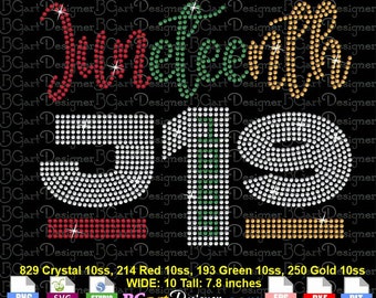 Juneteenth Celebration June 19 1865 rhinestone download svg cricut silhouette, eps dxf plt png files, bling digital template