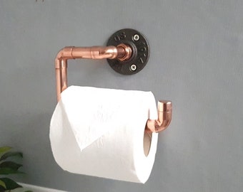 Copper Toilet Roll Holder + Cast Iron Wall Mount (Choice of Colours)