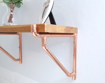 Handmade Copper Shelf Bracket With Angled Support