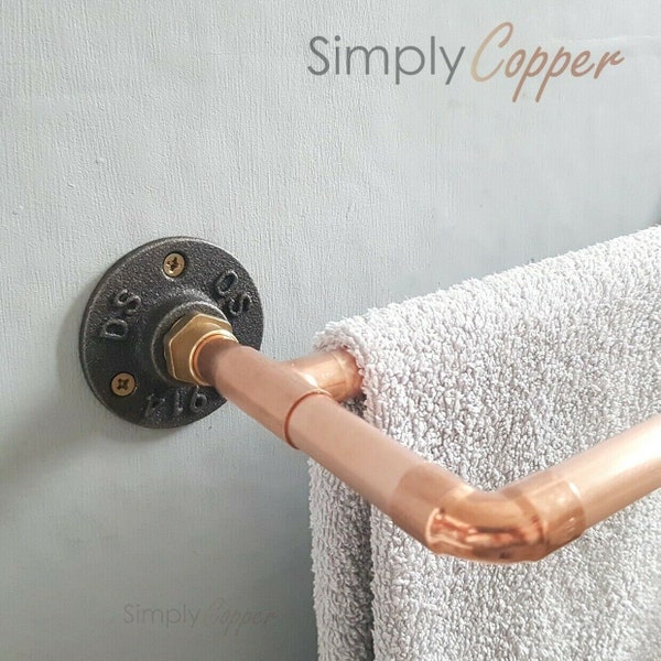 Copper Double Towel Rail / Towel Holder + Cast Iron Wall Mounts