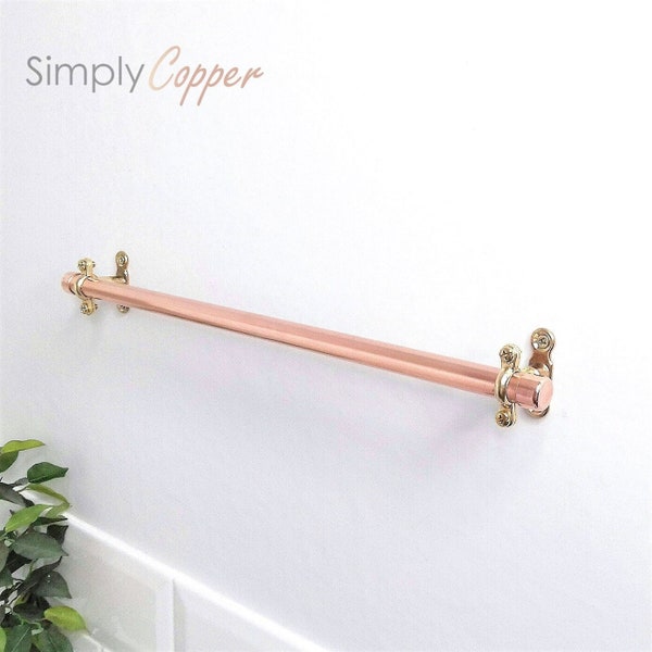 Copper Towel Rail / Towel Holder & Solid Brass Wall Fixtures