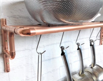 Copper Pot & Pan Kitchen Rack + Choice Of Hooks