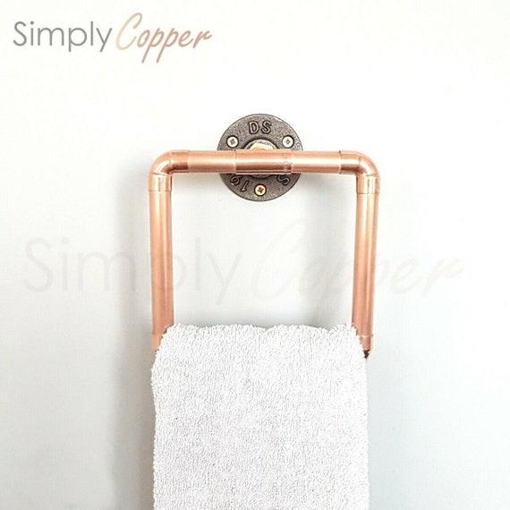 Details about   Copper Towel Holder Towel Ring & Cast Iron Wall Mount Handmade Industrial
